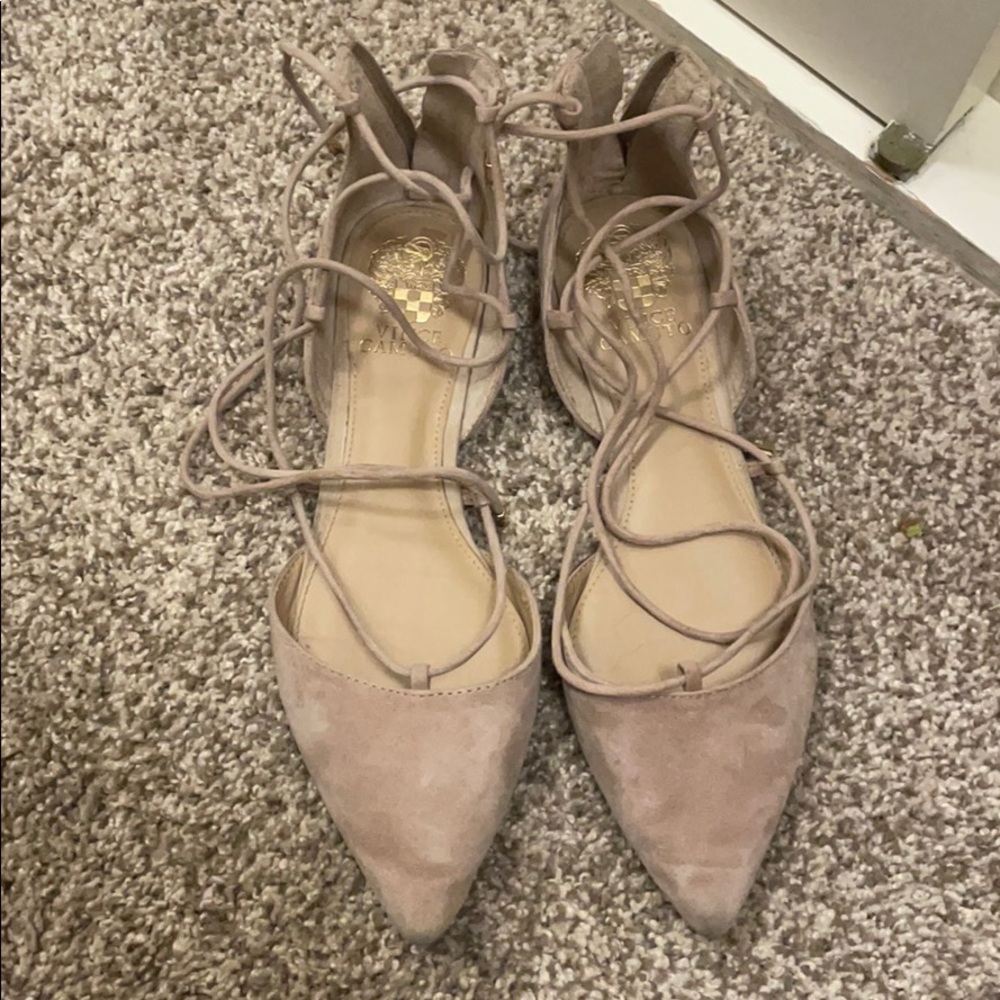 Vince Camuto lace up flat size 7 .5 nude